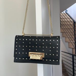 Zac Posen Black Leather Gold Studded Purse